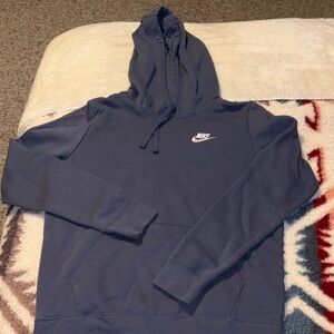 Nike Women's Navy Hoodie with White Emblem